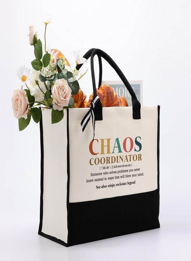 EDCTO Canvas Tote Bag, Cotton Canvas Tote Bag, Chaos Coordinator Bag, Gifts for Boss Lady/Friend/Coworker/Teacher, Mom Birthday Gift, Canvas Tote Bags for Women, Womens Weekend Bag, Canvas Beach Bag - Image 3